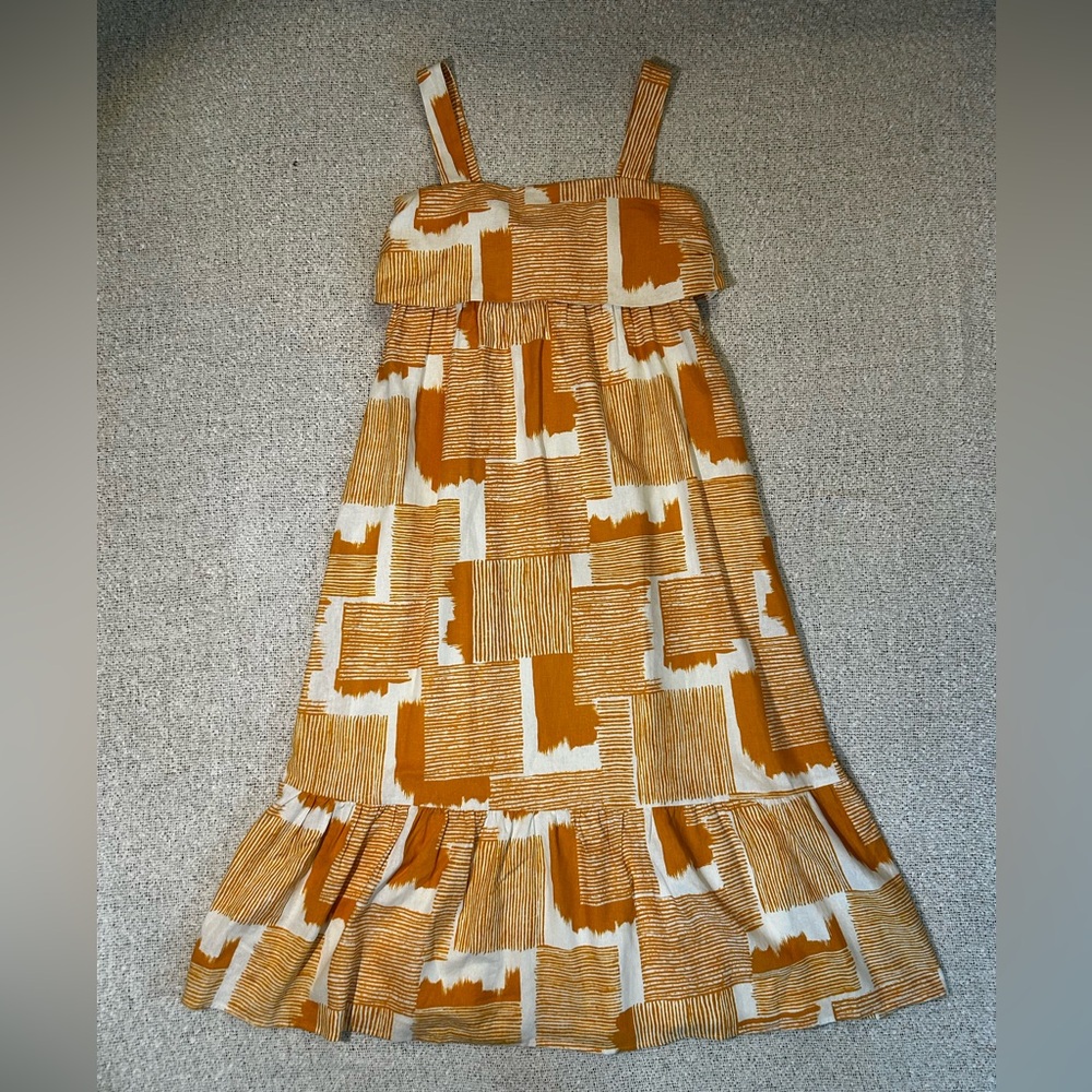 Women’s Donna Morgan Brielle Midi Dress in orange multi print Size 8